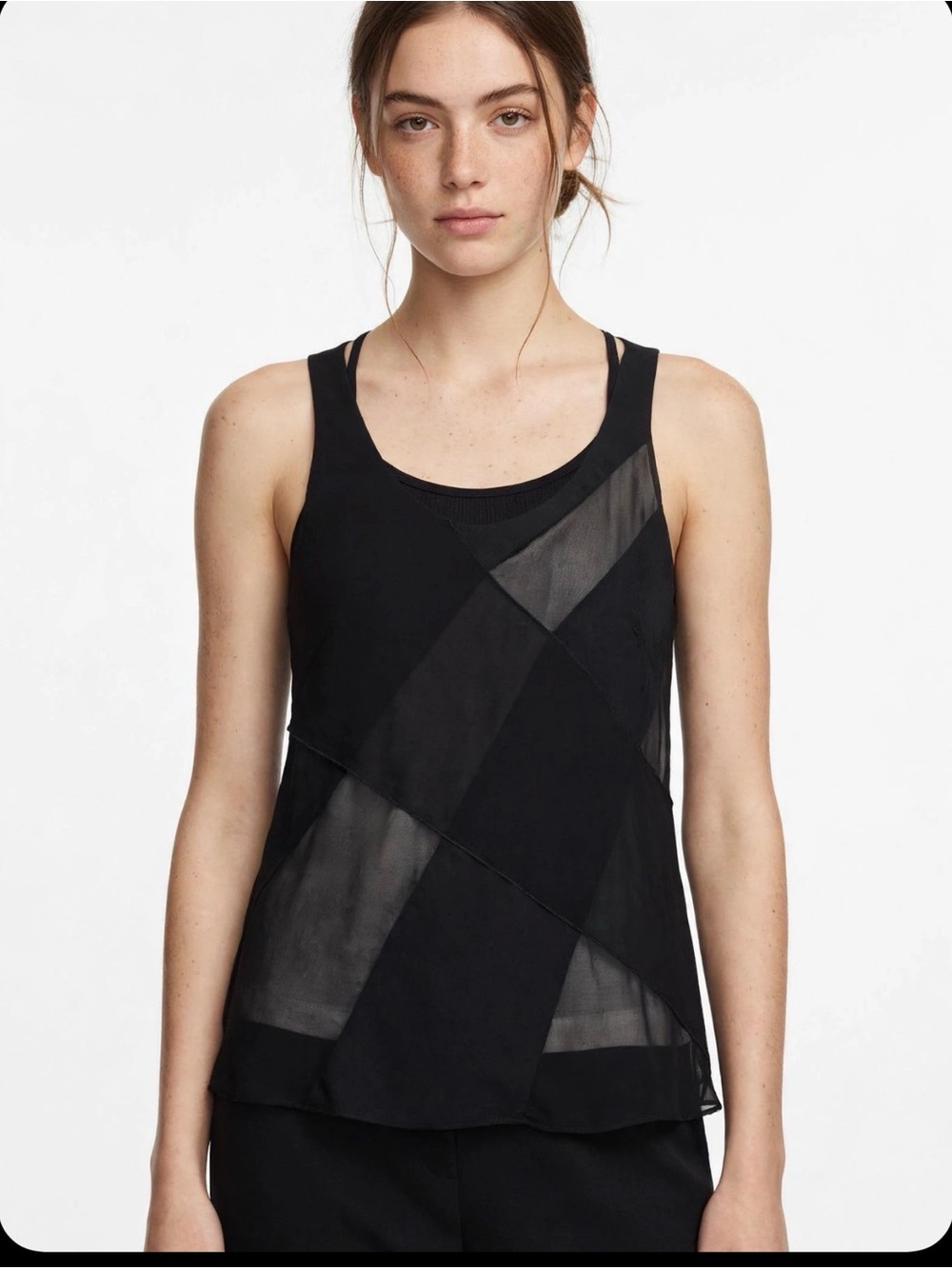 Rag & Bone Black Sheer Criss-Cross Racerback Tank —